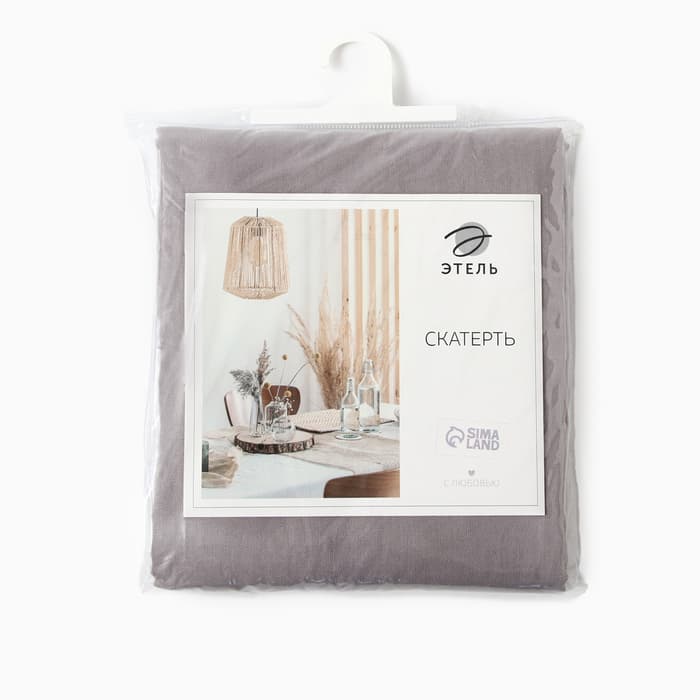 Скатерть «Этель» ECO, 136×180±6 см, 70% хлопок, 30% лён, 190 г/м², серая
