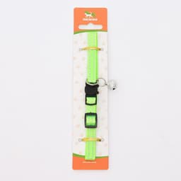 Ошейник кошачий светоотражающий, с серебряным бубенчиком, 19-32×1 см, зелёный