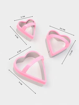 Формы для печенья KONFINETTA «Сердце», набор 3 шт., металл, розовые