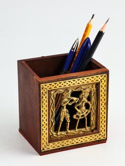 Подставка под карандаши «Индия», 9×9×11.5 см, дерево шишам, МИКС