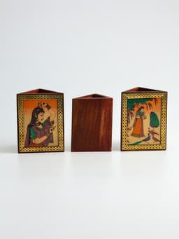 Подставка под карандаши «Индия», 9×9×11.5 см, дерево шишам, МИКС