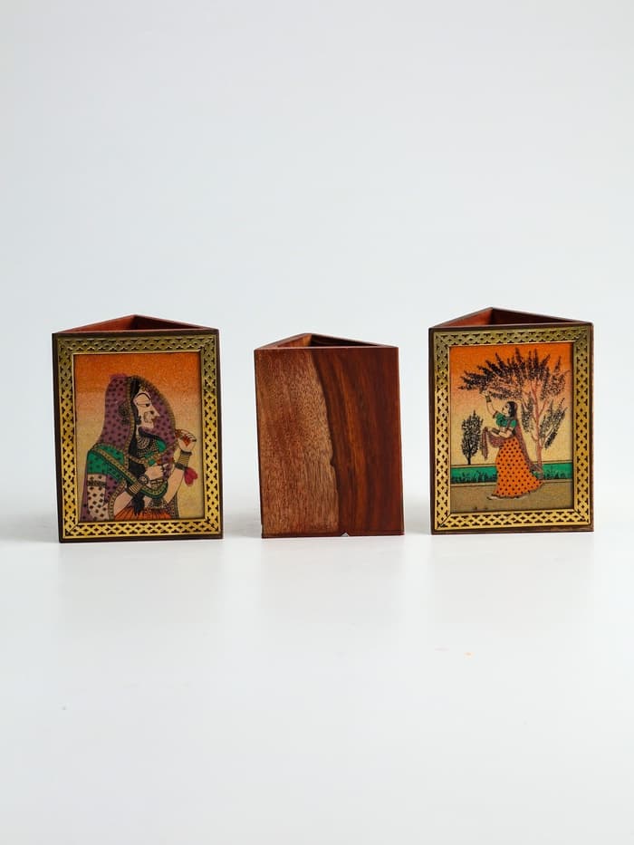 Подставка под карандаши «Индия», 9×9×11.5 см, дерево шишам, МИКС