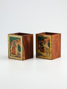 Подставка под карандаши «Индия», 9×9×11.5 см, дерево шишам, МИКС