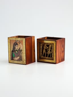 Подставка под карандаши «Индия», 9×9×11.5 см, дерево шишам, МИКС