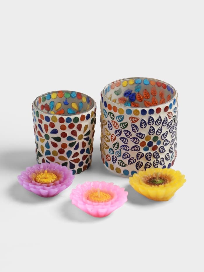 Набор свечей «Сандал. Жасмин», 5 шт., 2 подсвечника