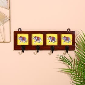 Вешалка «Караван. Слоны», 22×4×12 см, 4 крючка, дерево, МИКС