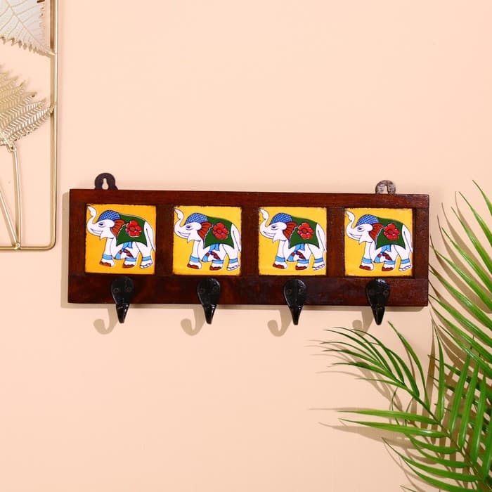 Вешалка «Караван. Слоны», 22×4×12 см, 4 крючка, дерево, МИКС