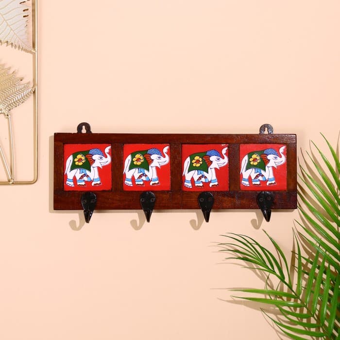 Вешалка «Караван. Слоны», 22×4×12 см, 4 крючка, дерево, МИКС