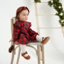 Комплект для девочки (платье, повязка) «Крошка Я. Клеточка», рост 62-68 см, красное