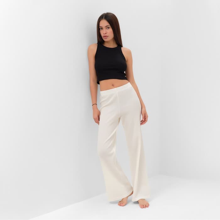 Брюки домашние женские KAFTAN Basic line, размер 46, молочные