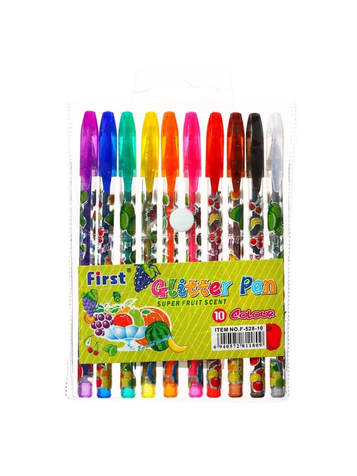 Набор гелевых ручек, 10 цветов, металлик, корпус с рисунком, в блистере на кнопке