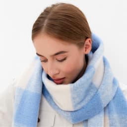 Шарф зимний объемный с кистями MINAKU, принт клетка, размер 210×38+18 см