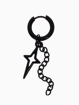 Пирсинг в ухо «Кольцо», звезда полярная с цепью, d=15 мм, чёрный