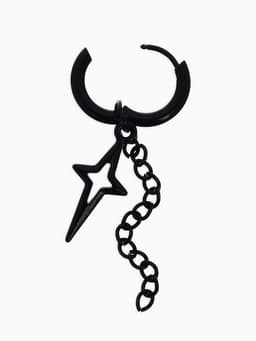 Пирсинг в ухо «Кольцо», звезда полярная с цепью, d=15 мм, чёрный