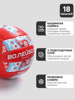 Волейбольный мяч ONLYTOP, машинная сшивка, 18 панелей, р. 5, PVC