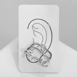 Серьга кафф «Ветка с листьями», цвет серебро