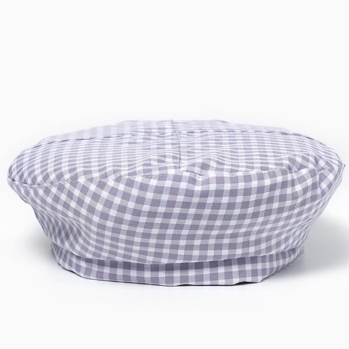 Берет в клетку, серый, р-р 56 см