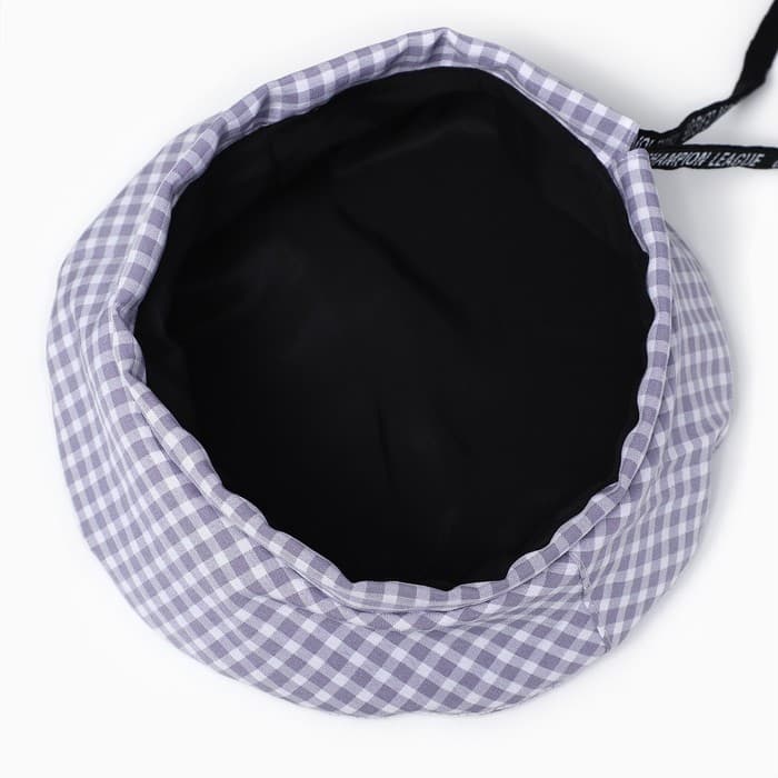 Берет в клетку, серый, р-р 56 см