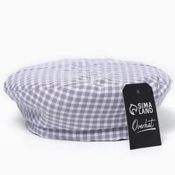 Берет в клетку, серый, р-р 56 см