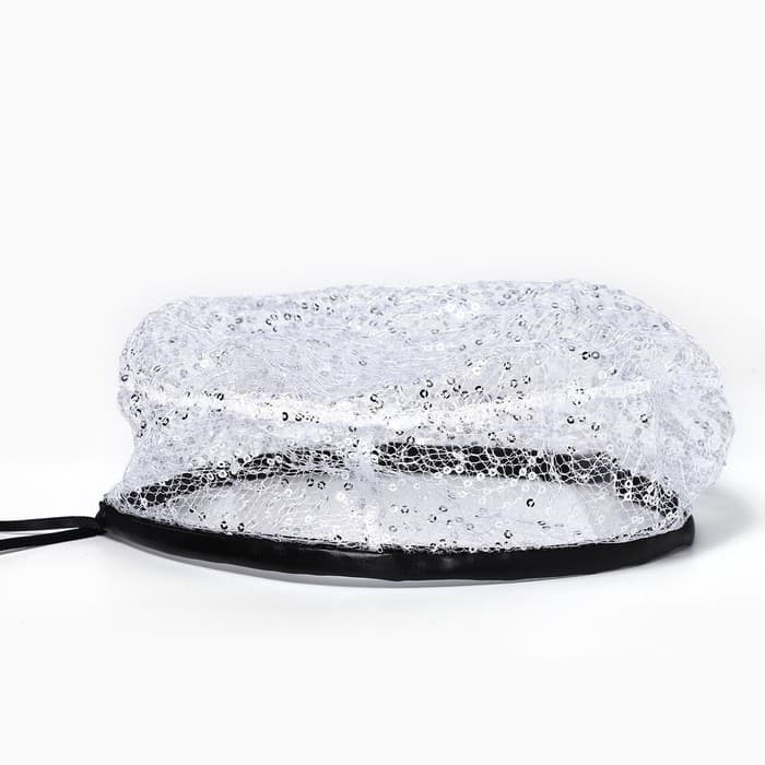 Берет прозрачный с пайетками, белый, р-р 56 см