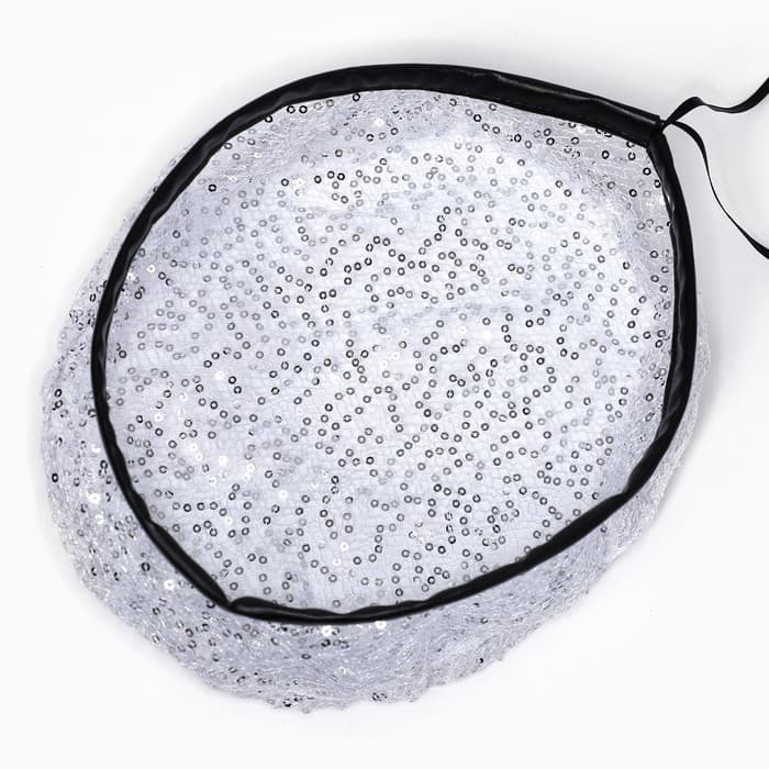 Берет прозрачный с пайетками, белый, р-р 56 см