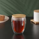 Стакан с двойными стенками BellaTenero «Эко», 330 мл, бамбуковая крышка, стекло, прозрачный