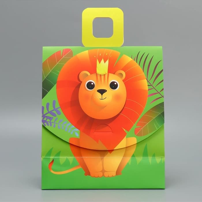 Пакет подарочный с формовым клапаном, упаковка, «Львенок», 23×27×11.5 см