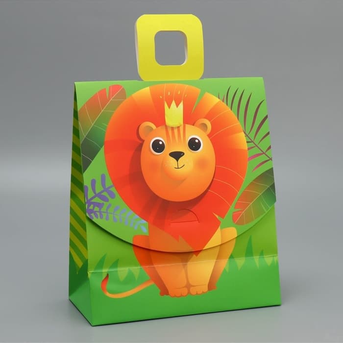 Пакет подарочный с формовым клапаном, упаковка, «Львенок», 23×27×11.5 см
