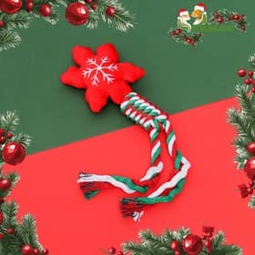 Игрушка для собак мягкая пищащая «Снежинка» с канатом, 32 см