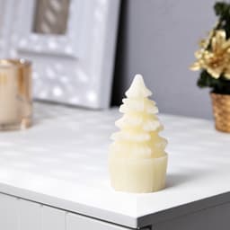 Светодиодная фигура «Свеча ёлка» 4.5×10×4.5 см, пластик, от батареек AG13×3, свечение тёплое белое