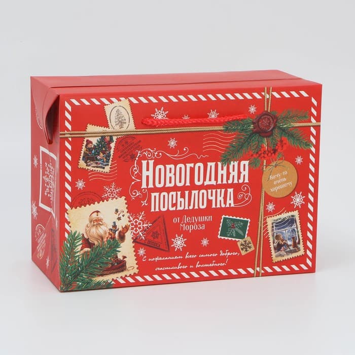 Пакет-коробка подарочный новогодний «Посылочка», 28×20×13 см