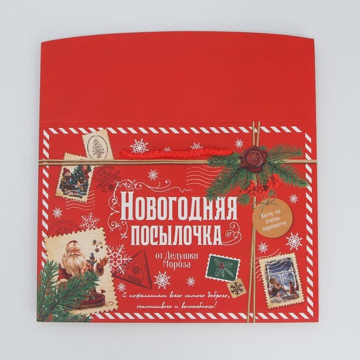 Пакет-коробка подарочный новогодний «Посылочка», 28×20×13 см