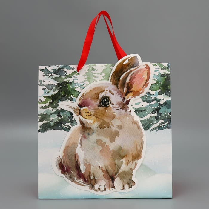 Пакет подарочный новогодний «Зайчик», 30×30×15 см
