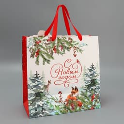 Пакет подарочный новогодний «Зайчик», 30×30×15 см