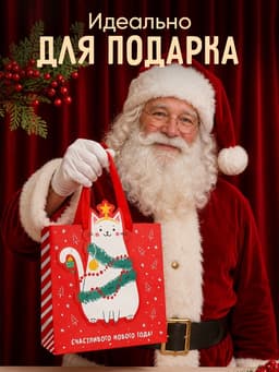 Пакет подарочный новогодний «С Новым годом!», 22×22×10 см