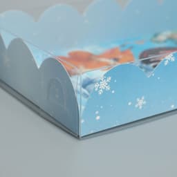 Коробка для кондитерских изделий новогодняя с пластиковой крышкой «С Новым годом», 10.5×21×3 см
