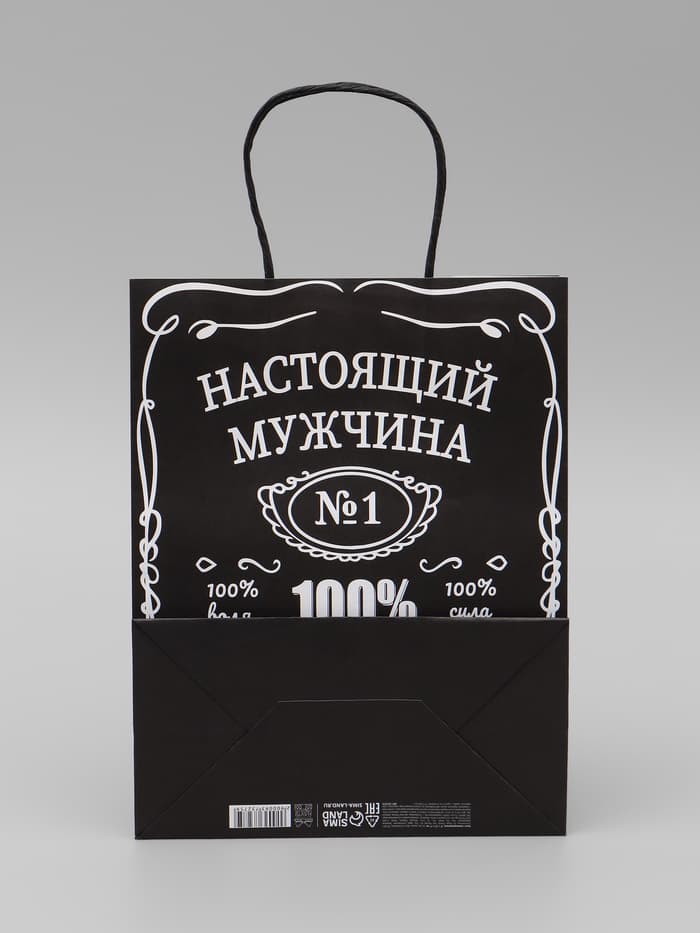 Пакет крафт «Настоящий мужчина», 22×12×27 см, 1 шт.