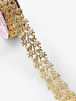 Лента фигурная «Ромашки», 25 мм, 9±0.5 м, бежевая