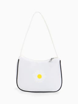 Сумка молодёжная на молнии, с принтом, 24×6.5×17 см, белая