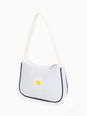 Сумка молодёжная на молнии, с принтом, 24×6.5×17 см, белая