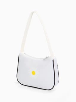 Сумка молодёжная на молнии, с принтом, 24×6.5×17 см, белая