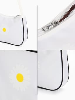 Сумка молодёжная на молнии, с принтом, 24×6.5×17 см, белая