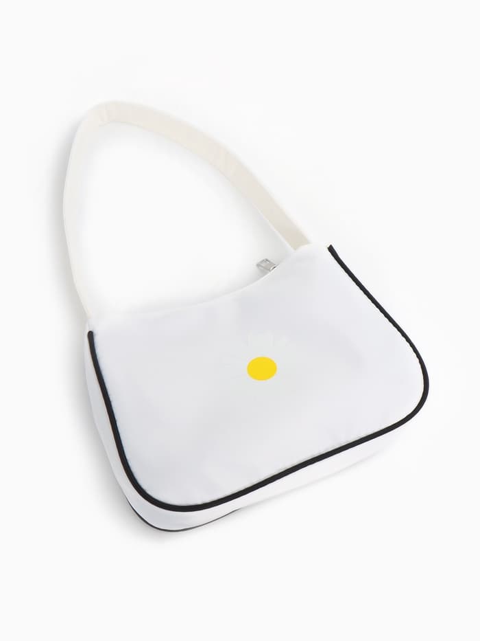 Сумка молодёжная на молнии, с принтом, 24×6.5×17 см, белая