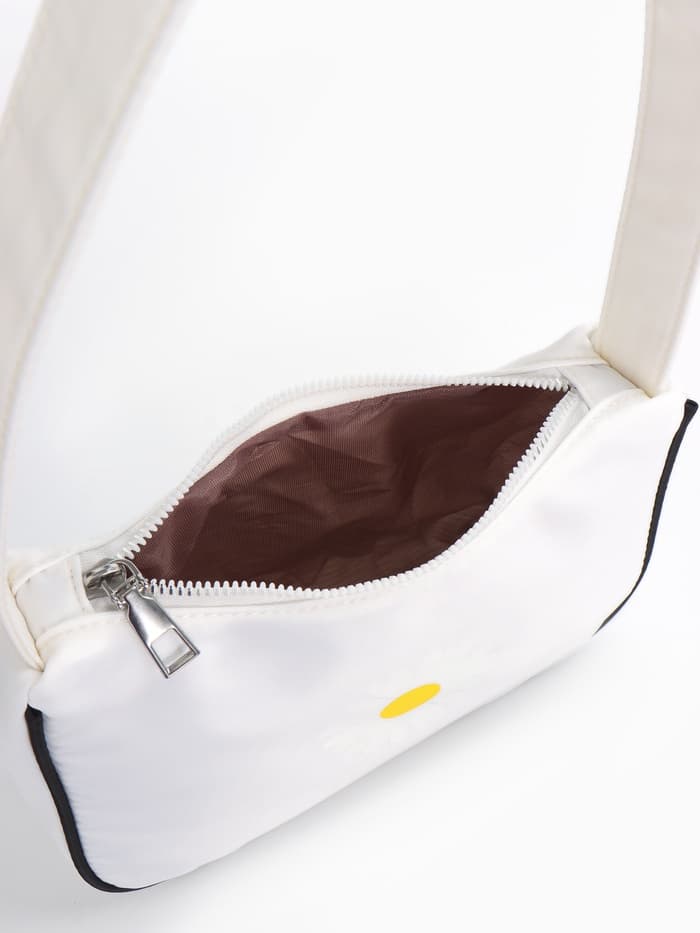 Сумка молодёжная на молнии, с принтом, 24×6.5×17 см, белая