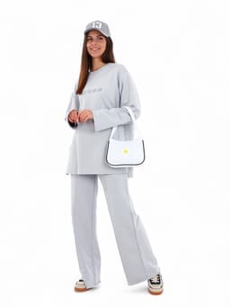 Сумка молодёжная на молнии, с принтом, 24×6.5×17 см, белая