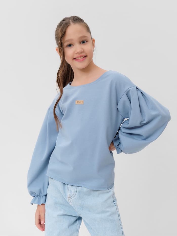 Свитшот для девочки MINAKU: Casual Collection, голубой, размер 122 см