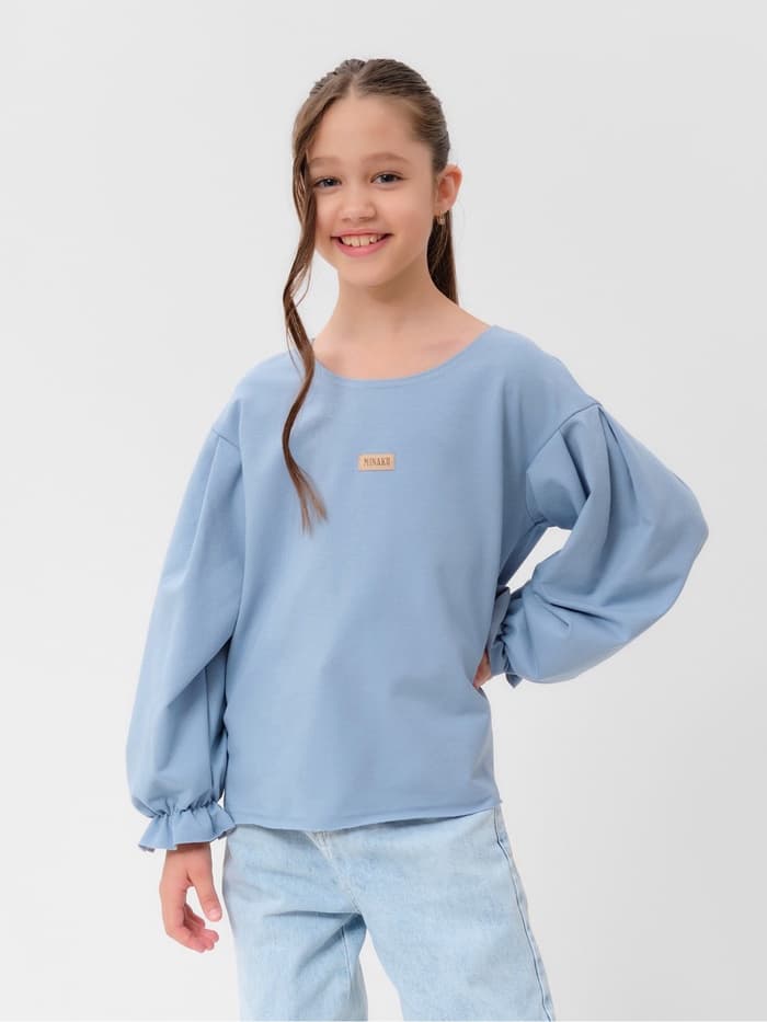 Свитшот для девочки MINAKU: Casual Collection, голубой, размер 122 см