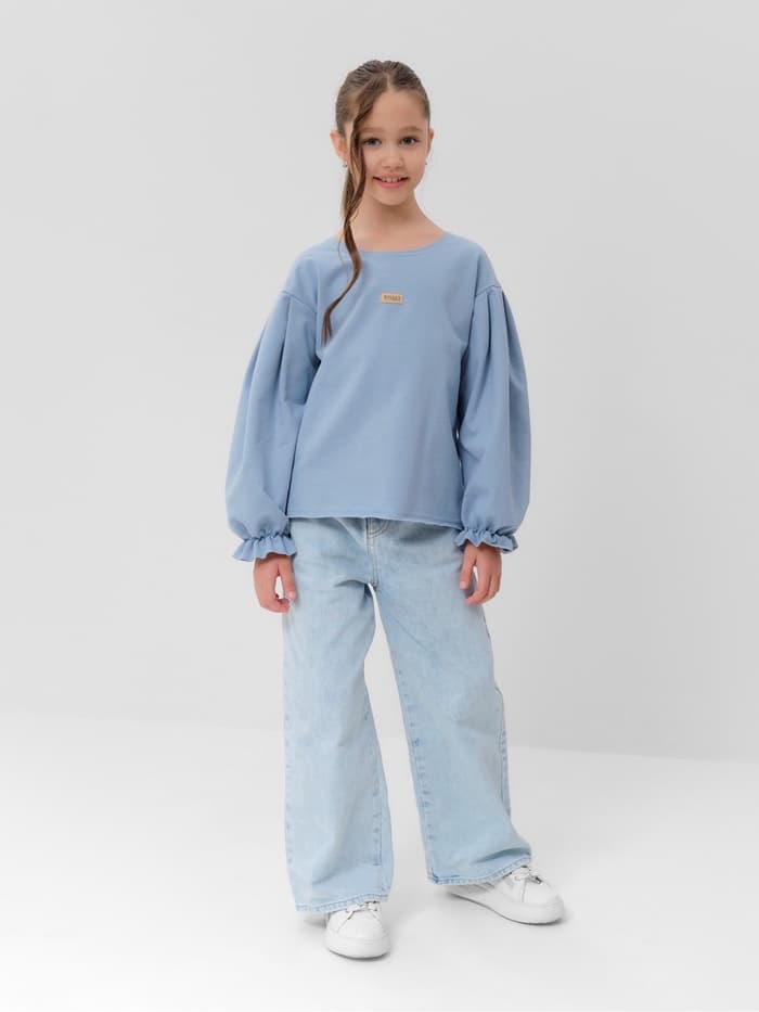 Свитшот для девочки MINAKU: Casual Collection, голубой, размер 128 см