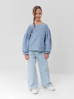 Свитшот для девочки MINAKU: Casual Collection, голубой, размер 128 см