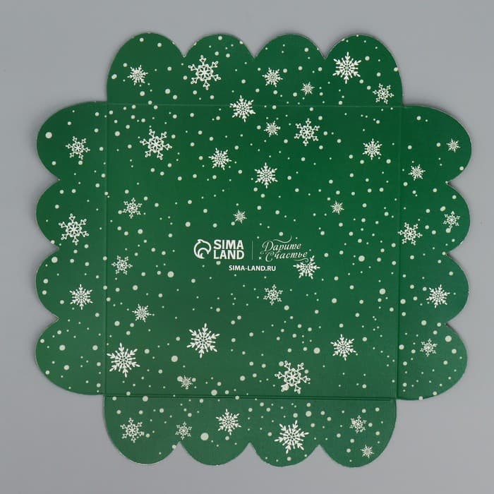 Коробка для кондитерских изделий новогодняя с пластиковой крышкой «Зайчики», 13×13×3 см